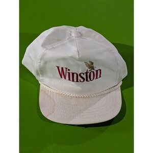 Vintage 1980's Winston Nascar Racing Hat USA White Trucker